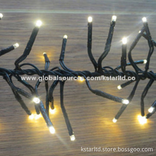 LED cluster light string, 4.5m, with 768pcs warm white LED, 8m lead wire and 24V GS IP44 adapter